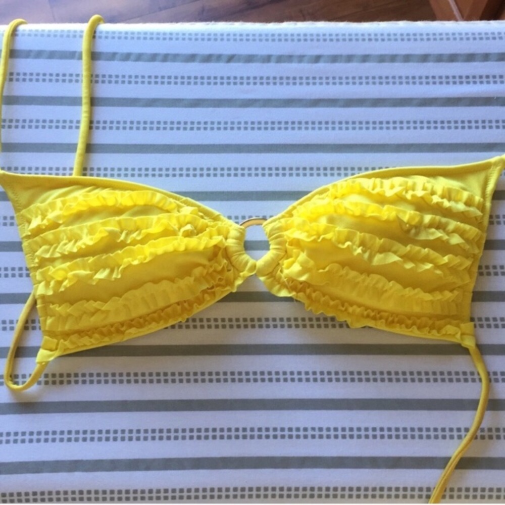 Victoria’s Secret yellow ruffle padded swim top_2